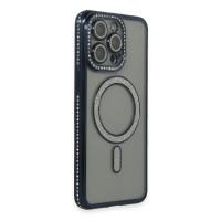 Newface iPhone 14 Pro Max Kılıf Joke Simli Magneticsafe Kılıf - Lacivert