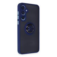 Newface Samsung Galaxy A55 5G Kılıf Montreal Yüzüklü Silikon Kapak - Lacivert