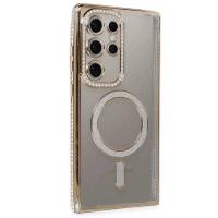 Newface Samsung Galaxy S24 Ultra Kılıf Joke Simli Magneticsafe Kılıf - Gold