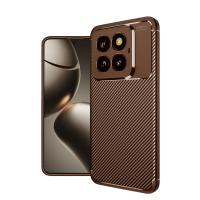 Newface Xiaomi Mi 14T Pro Kılıf Auto Focus Karbon Kapak - Kahverengi