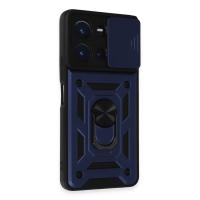 Newface Vivo Y36 Kılıf Pars Lens Yüzüklü Silikon - Lacivert